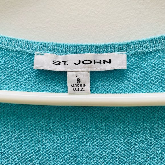 St. John - Santana Scoop Neck Tank in Aqua Blue - Picture 2 of 4